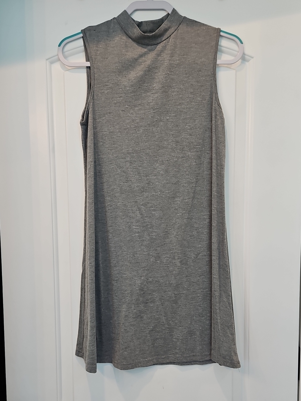 Sleeveless Mock Neck A-Line Dress in Gray